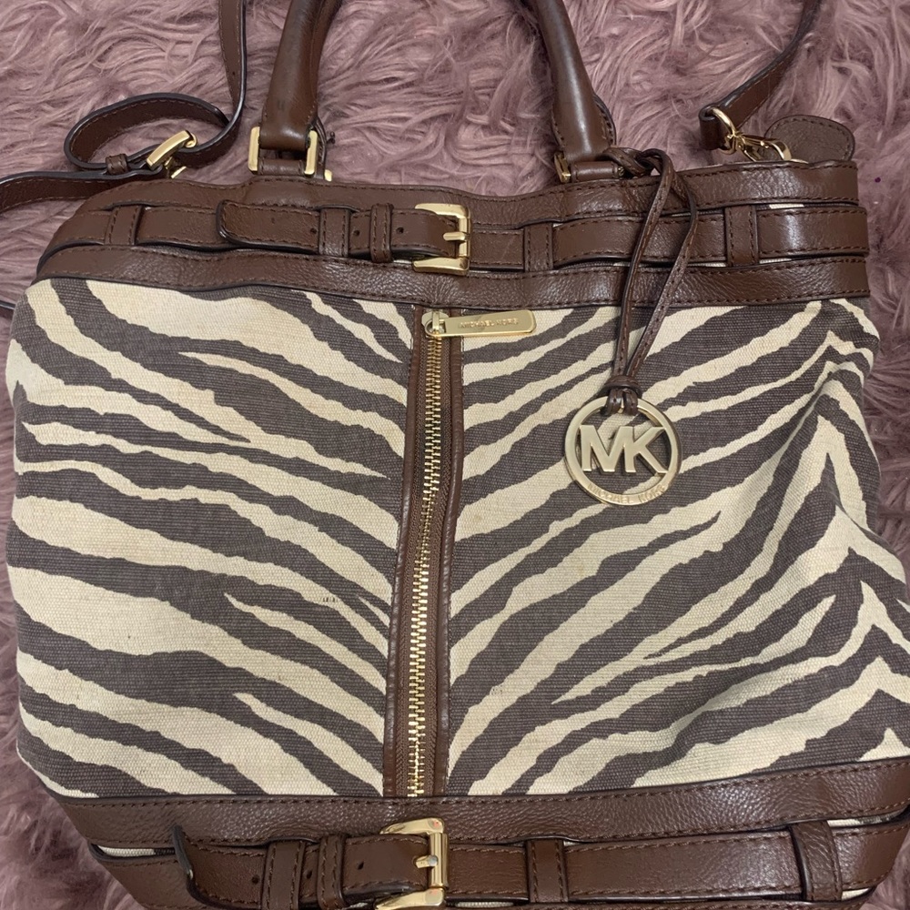 Michael Kors Brown Zebra Canvas Tote | USED | Dust bag included